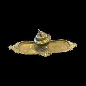 Antique Brass Inkwell
